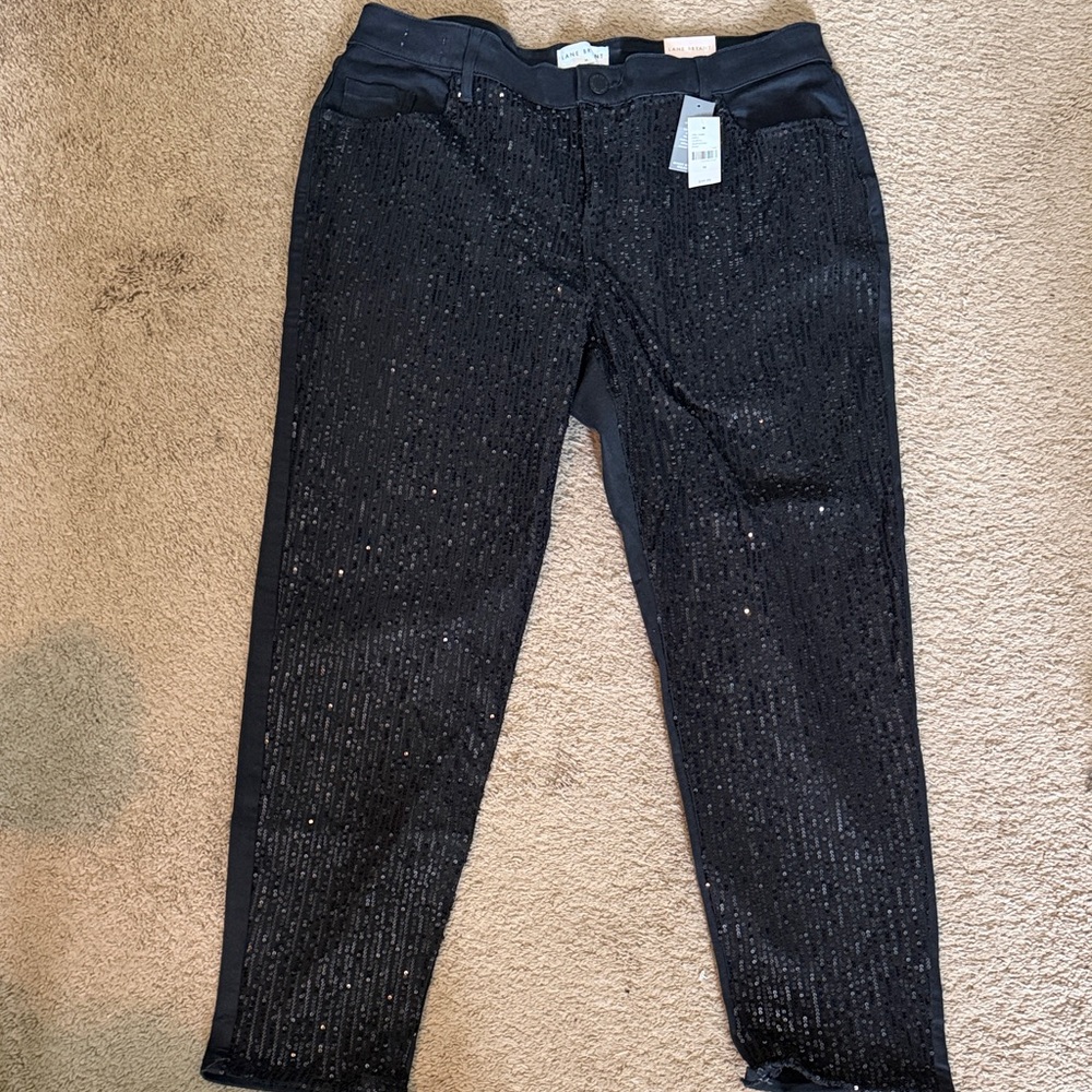 Lane Bryant - mid rise signature boyfriend fit - Black Sequin Stretch Jeans